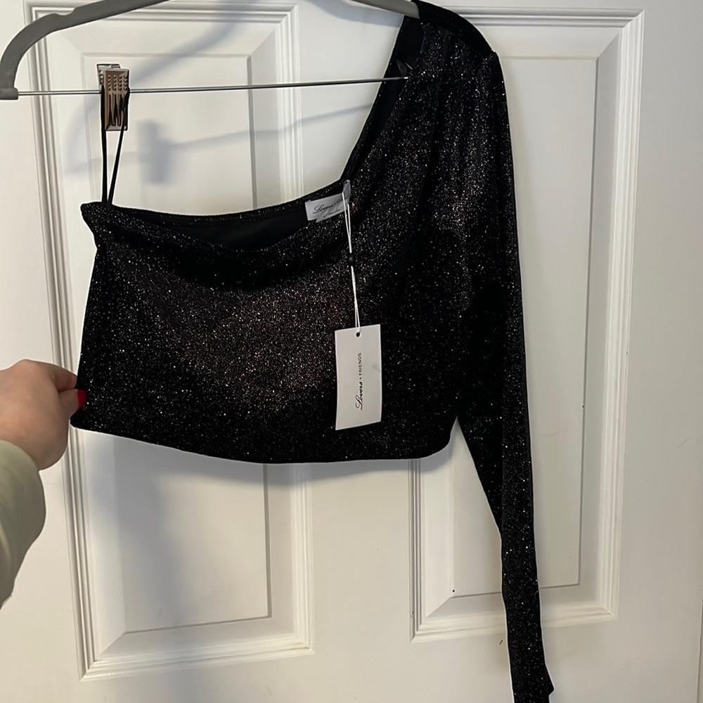 NEW WITH TAGS! Lovers+ Friends One Shoulder Sparkle Crop Top